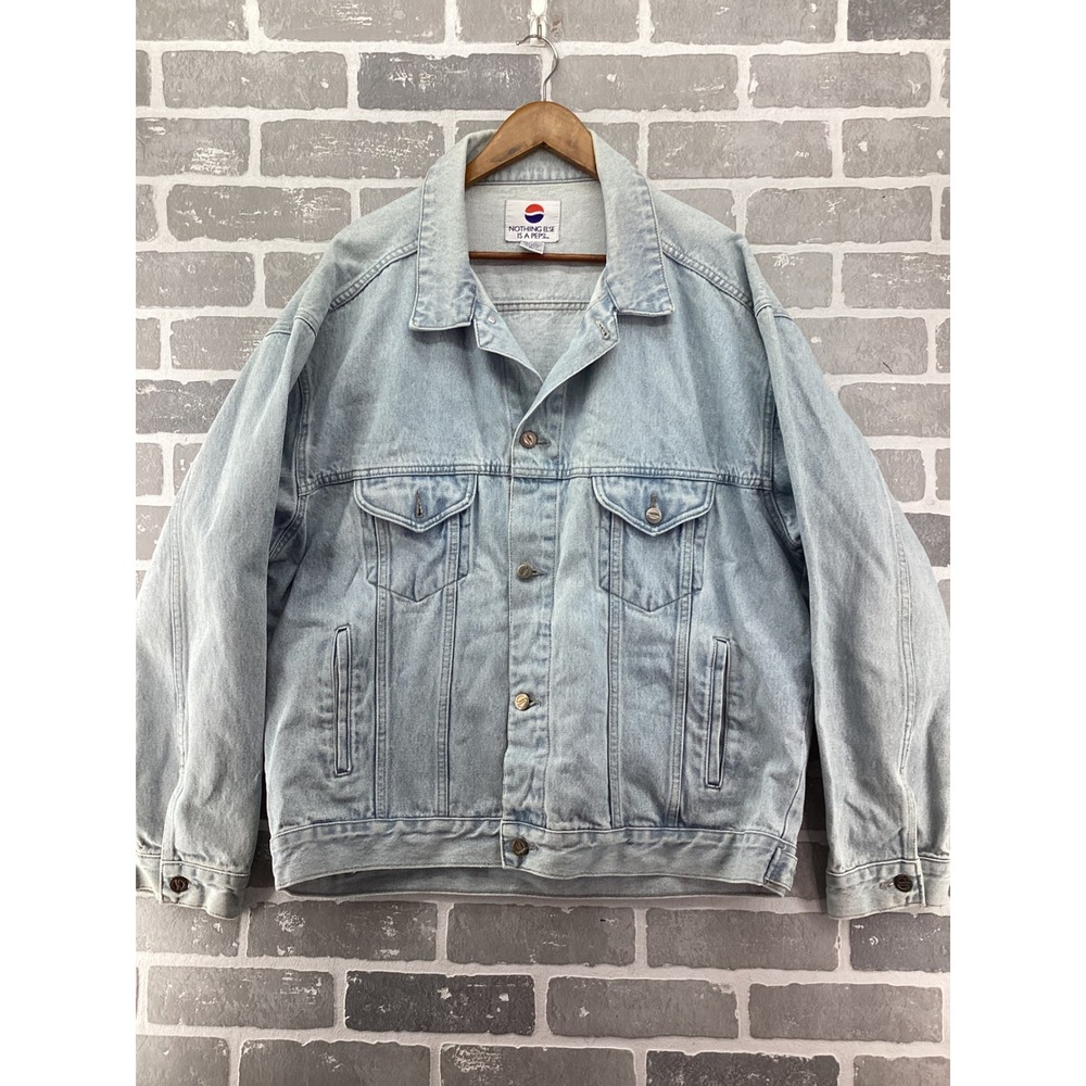 Vintage Pepsi Denim Jacket Light Wash 90s Nothing Else Is A Pepsi XL Trucker